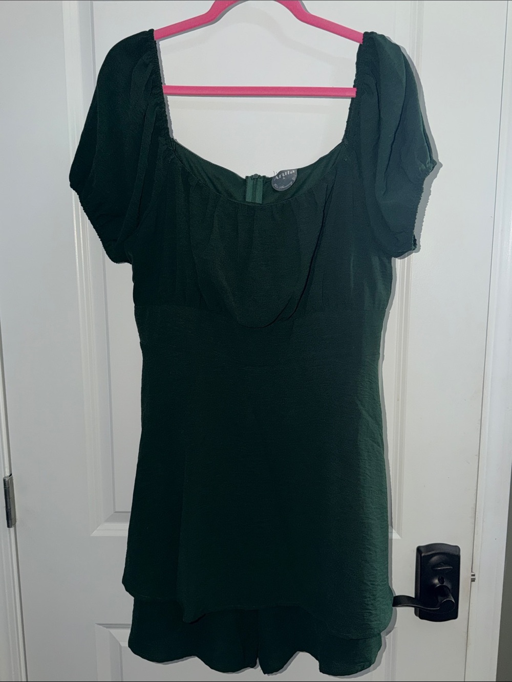 ARULA Dark Green Puff-Sleeve jumper